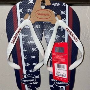 New Mens Havaianas Size US 11/12 EUR 45/46 Red, White & Blue Sailing Knots